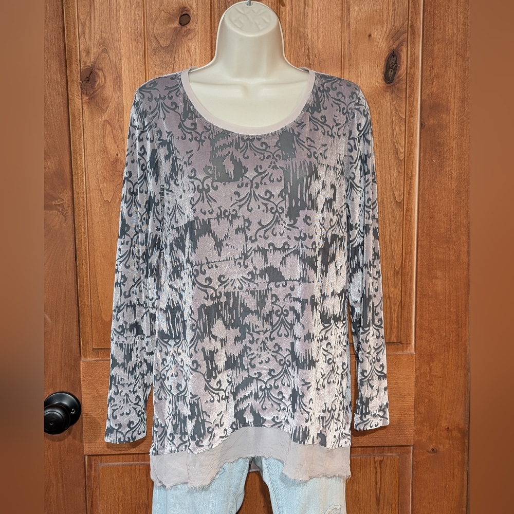 Simply‎ Vera Vera Wang Pink & Gray  Patterned Blouse